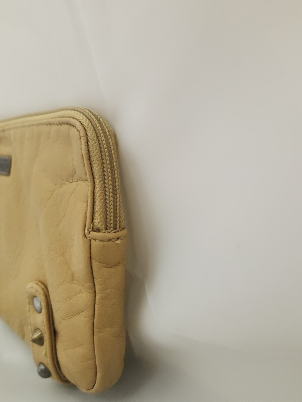 Roxy Beige Tan Wristlet Clutch with Stud Accents - Picture 7 of 9